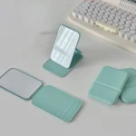 Desktop Makeup Mirror Solid Color PU Leather Simple Portable Handheld Makeup Mirror Foldable Student Compact Cute Pocket Mirror - Image 10