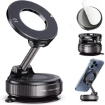 Magnetic Suction Cup Phone Mount for Magsafe 360° Adjustable Magnetic Car Phone Holder Pocket Size Foldable Car Mount
