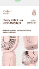 Portable Handheld Small Fan ABS Lightweight Cute Appearance USB Rechargeable Mini Fan for On Go Cooling Portable Mini Pocket Fan - Image 22