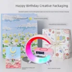 Universally Multi Functional Wireless Speaker with RGB Night Light Alarm Clock For iPhone  Samsung Xiaomi Charging Station - Image 3